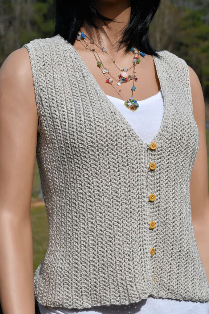women's one piece vest, seaming only at shoulders